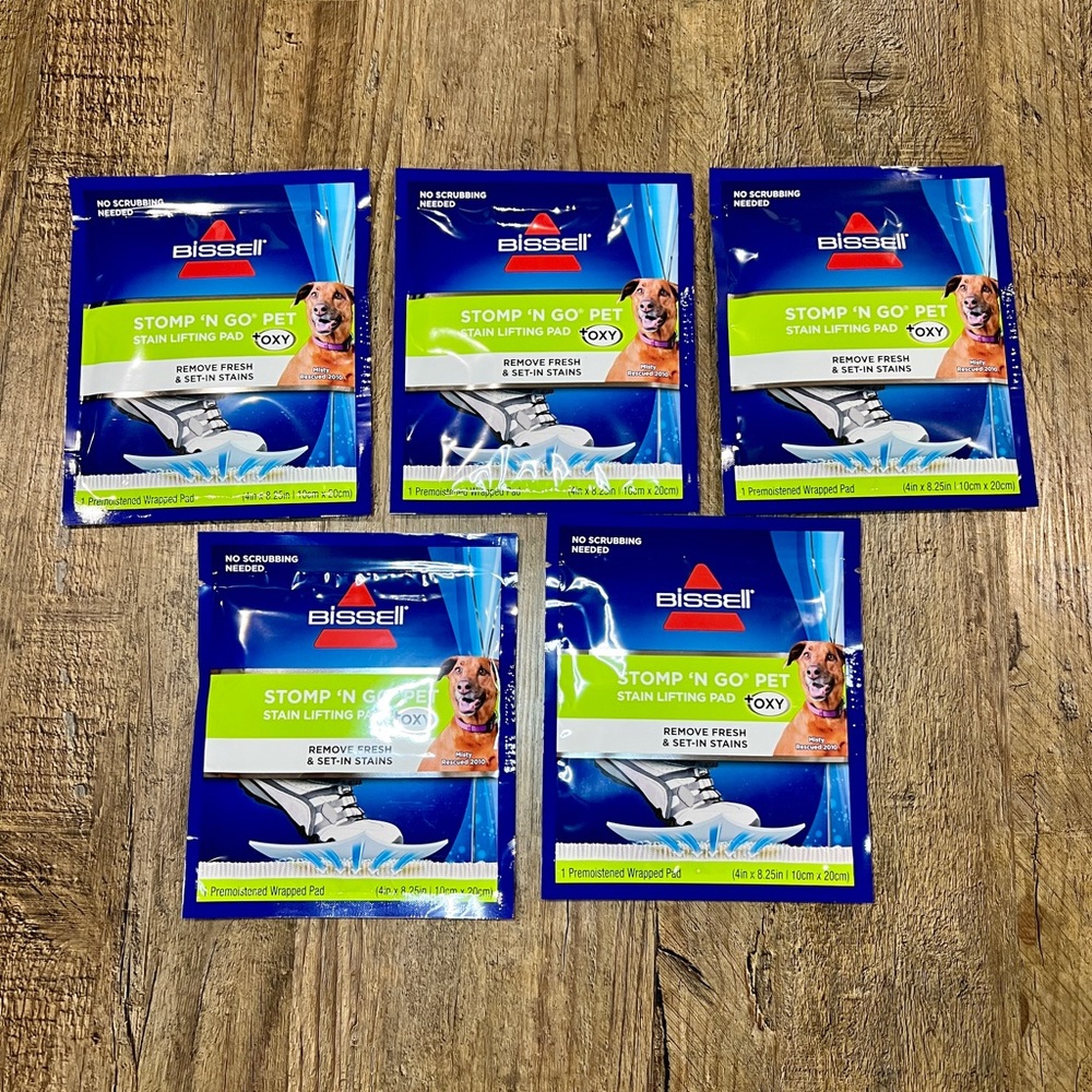 Bissell Stomp 'n Go Pet Stain Lifting Pad+ OXY 5 Pack New Sealed! Discontinued!